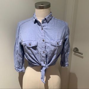 Tie up denim colour shirt